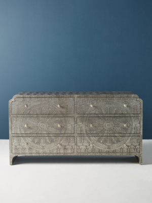 Hand-embossed Lotus Six-drawer Dresser