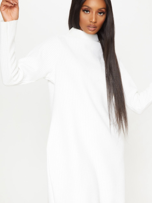 White High Neck Thick Ribbed Oversized Jumper...