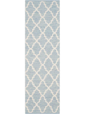 Montauk Quatrefoil Light Blue/ivory Runner Rug