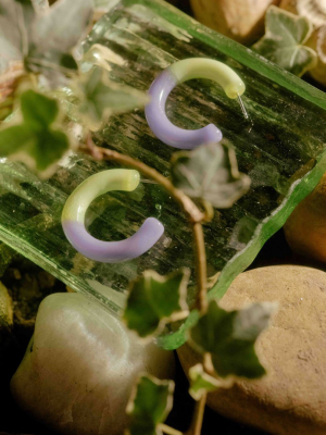 Two Tone Hoop Earrings In Neon Mint