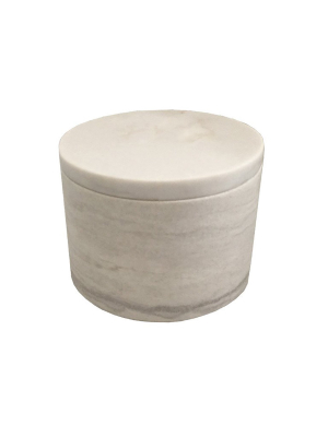 Medium White Marble Cylinder Box