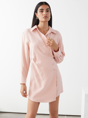 Asymmetric Mini Shirt Dress