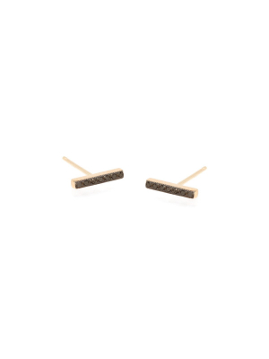 14k Pave Black Diamond Bar Studs