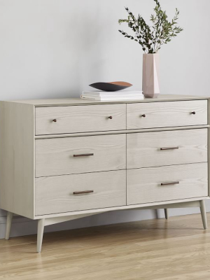 Mid-century 6-drawer Dresser - Pebble