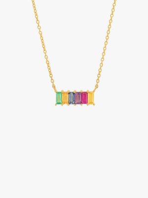 Multi Colored Baguette Staple Necklace