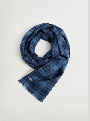 Fringed Check Scarf