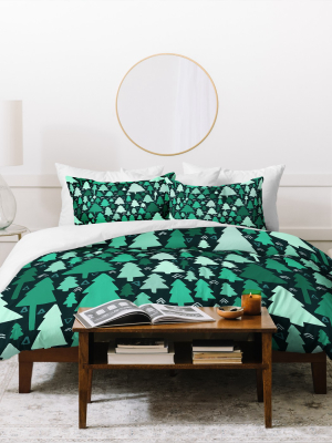 Leah Flores Wild And Woodsy Duvet Cover Set Green - Deny Designs