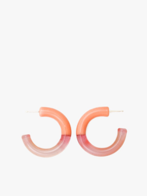 Two Tone Hoop Earrings In Coral Pink