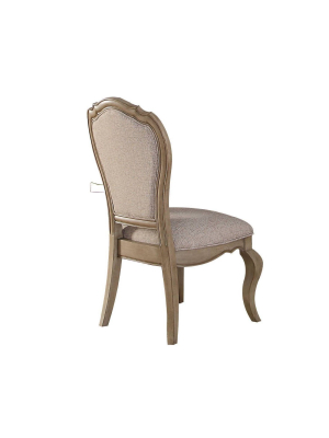 Chelmsford Side Dining Chair Antique Taupe And Beige Fabric - Acme Furniture