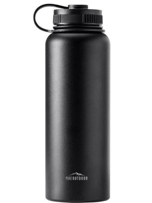 Monoprice Vacuum Sealed Wide Mouth Water Bottle - Black - 40oz. | Bpa Free, Insulated, Sweatproof, Hot And Cold - Pure Outdoor Collection