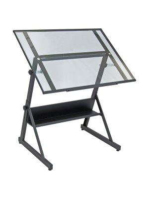 Solano Adjustable Tilt Table - Charcoal/clear Glass