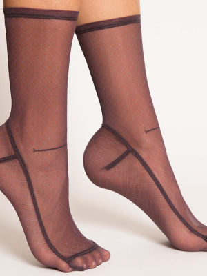 Darner Mini Brown Fishnet Mesh Socks