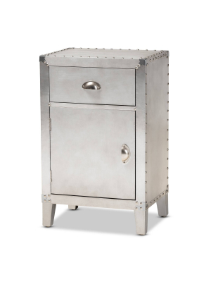 Romain Metal 1 Door Accent Storage Cabinet Silver - Baxton Studio