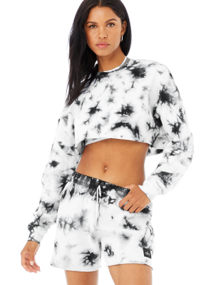 Tie-dye Extreme Crop Crew Neck - Black/white Tie-dye