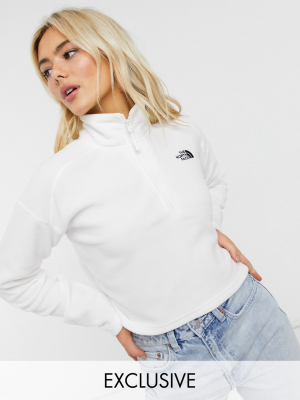 The North Face 100 Glacier 1/4 Zip Cropped Fleece In White Exclusive At Asos