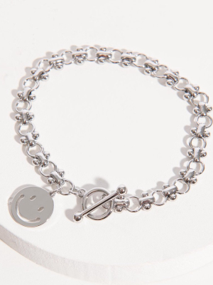 Silver Smiley Face Charm Bracelet