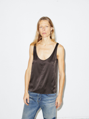 Silk Tank In Dark Taupe