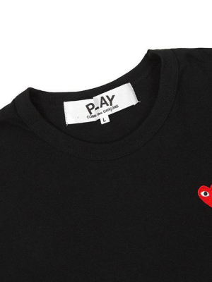 Comme Des Garcons Play Women's Double Hearts T-shirt - Black