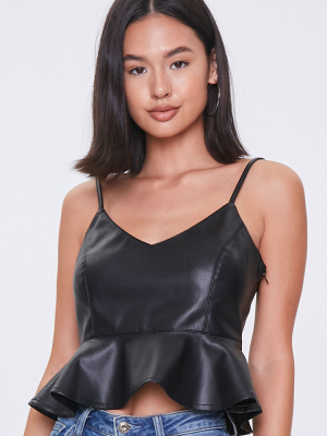 Faux Leather Ruffle Cami