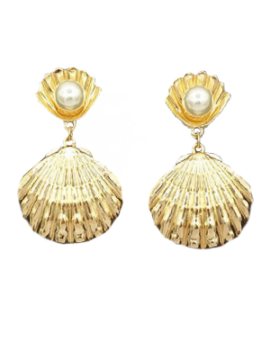 'esther' Pearl Detail Shell Earrings (2 Colors)