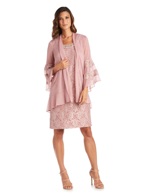 Chiffon Jacket And Dress With Bell Sleeves