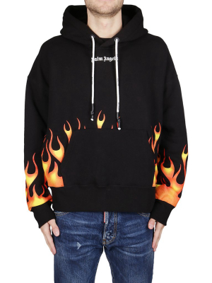 Palm Angels Flame Logo Printed Hoodie