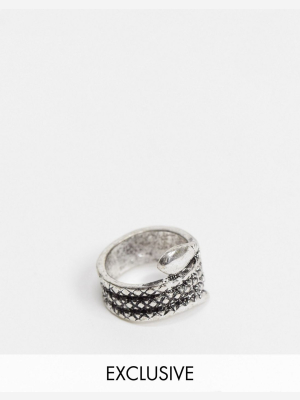 Reclaimed Vintage Inspired Snake Ring In Silver