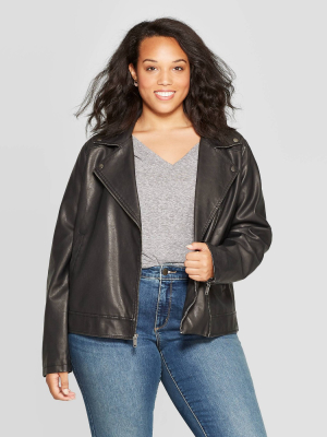 Women's Plus Size Moto Jacket - Universal Thread™ Black