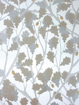 Feuille De Chene Wallpaper In Ivory And Gilver From The Cabochon Collection By Osborne & Little