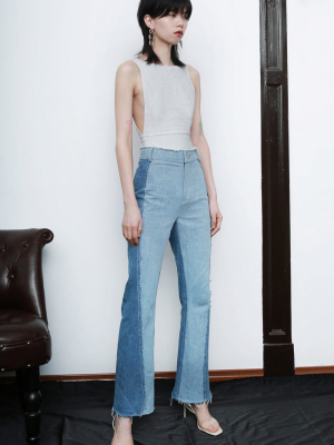 High-rise Two-tone Jeans