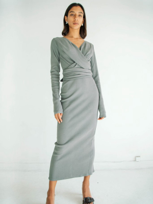 Saloma Ii Wrap Dress Charcoal Grey