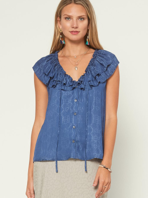 Jacquard Ruffled Blouse