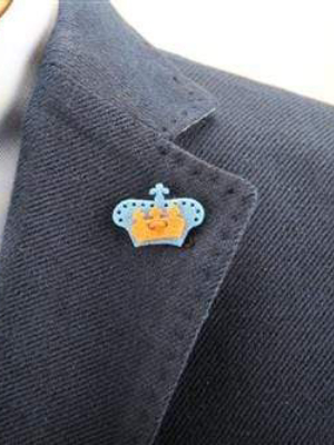 Crown Lapel Pin - Dickie Blue With Tiqui Orange