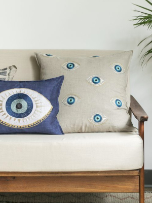 Evil Eye Appliqué Pillow