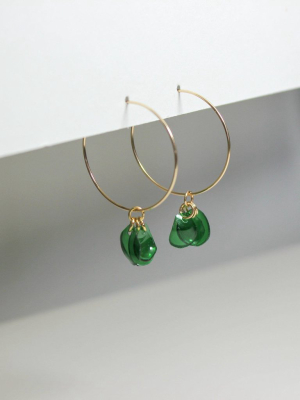 Emma Upcycled Hoop Earrings - Emerald