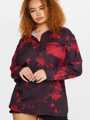 Plus Black Tie Dye Oversized Shirt