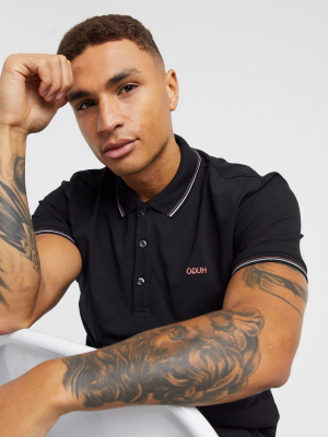 Hugo Dinoso203 Slim Fit Contrast Logo Polo In Black