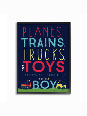 Planes Trains Trucks And Toys Oversized Framed Giclee Texturized Art (16"x20"x1.5) - Stupell Industries