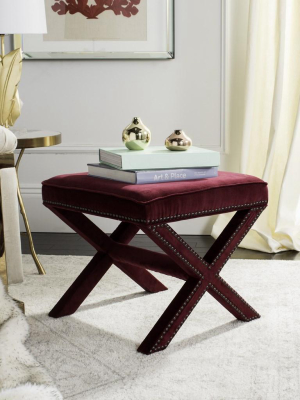 Red Velvet Palmer Ottoman