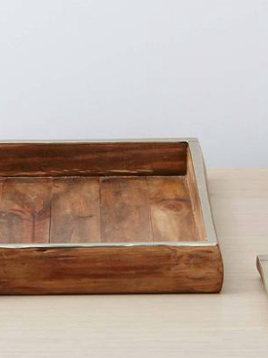 Pine And Silver Trim Square Trays