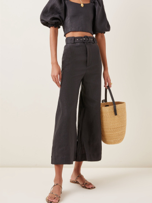 Lissandra Linen Cropped Wide-leg Pants