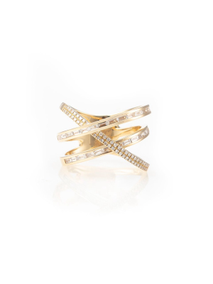 Baguette And Diamond Wrap Ring
