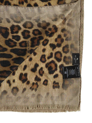 Etro Leopard Print Frayed Scarf