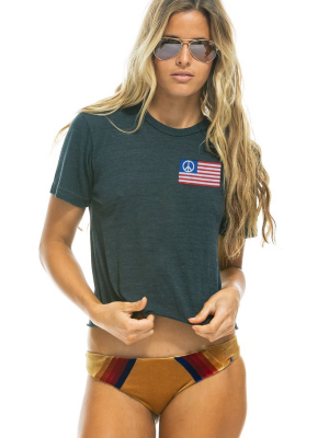 Peace Usa Flag Boyfriend Tee - Charcoal