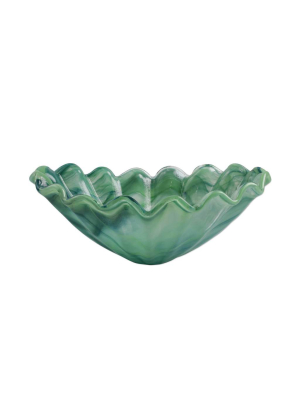 Vietri Onda Glass Medium Centerpiece - Green