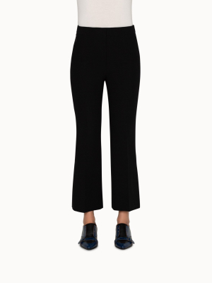 Cropped Flared Double Face Wool Pants