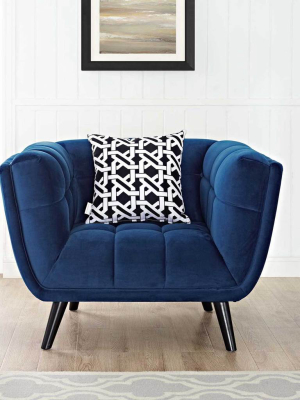 Banister Velvet Armchair Navy