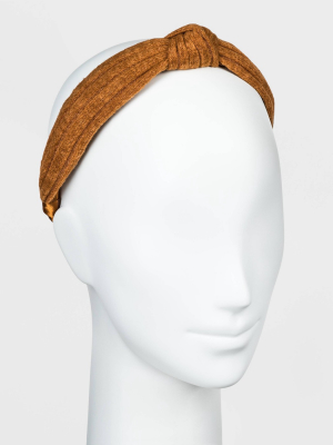 Satin And Knitted Fabric Top Knot Headband - Universal Thread™