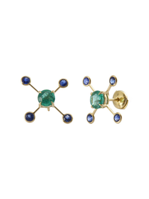 Supernova Earrings - Emerald & Sapphire