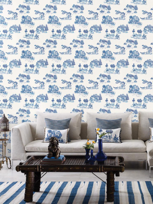 Zanskar Wallpaper In Blue And White By Matthew Williamson For Osborne & Little